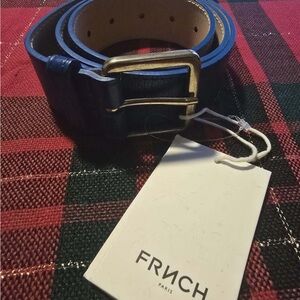 FRNCH Mily Blue Leather Belt sz s